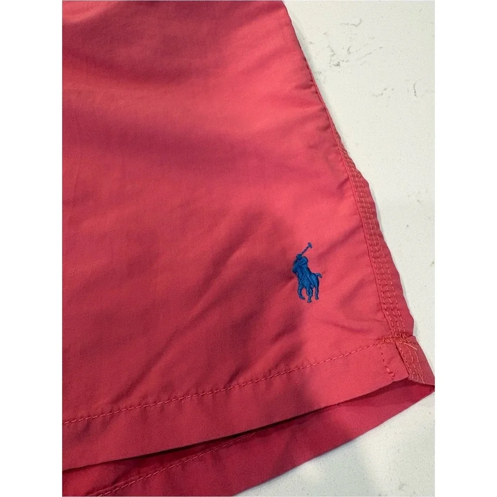 Polo by Ralph Lauren Muted Red Swim Shorts with Drawstring. Size Large